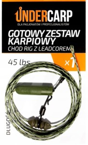 UnderCarp Zestaw Chod Rig z Leadcorem 45lbs/100cm - Zielony