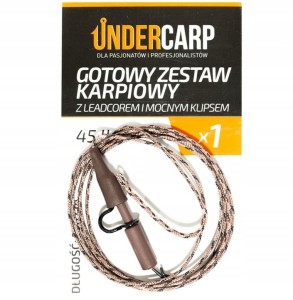 UnderCarp Zestaw z Klipsem i Leadcorem 45lbs/100cm - Brązowy