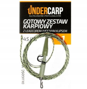 UnderCarp Zestaw z Klipsem i Leadcorem 45lbs/100cm - Zielony